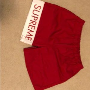 supreme Banner Water short swim trunks red shorts